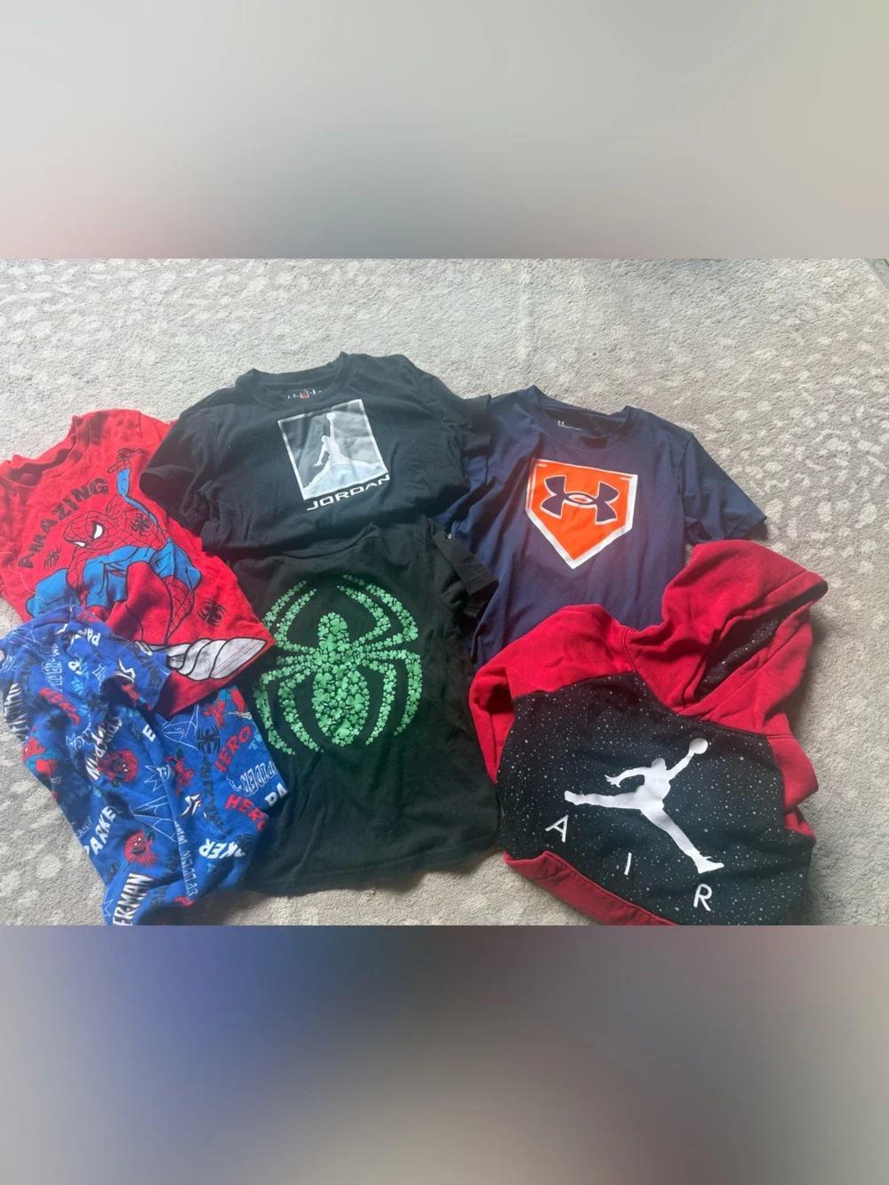 Kids Black & Red Graphic Sports Tops - Jordan & Under Armour Styles